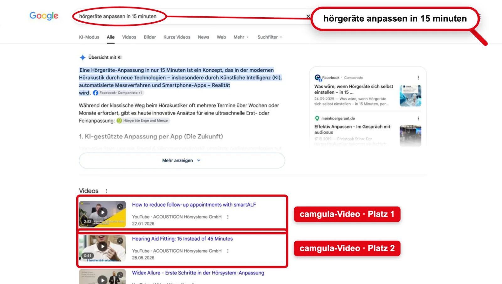 Google: Treffer 1 für „hörgeräte anpassen in 15 minuten“