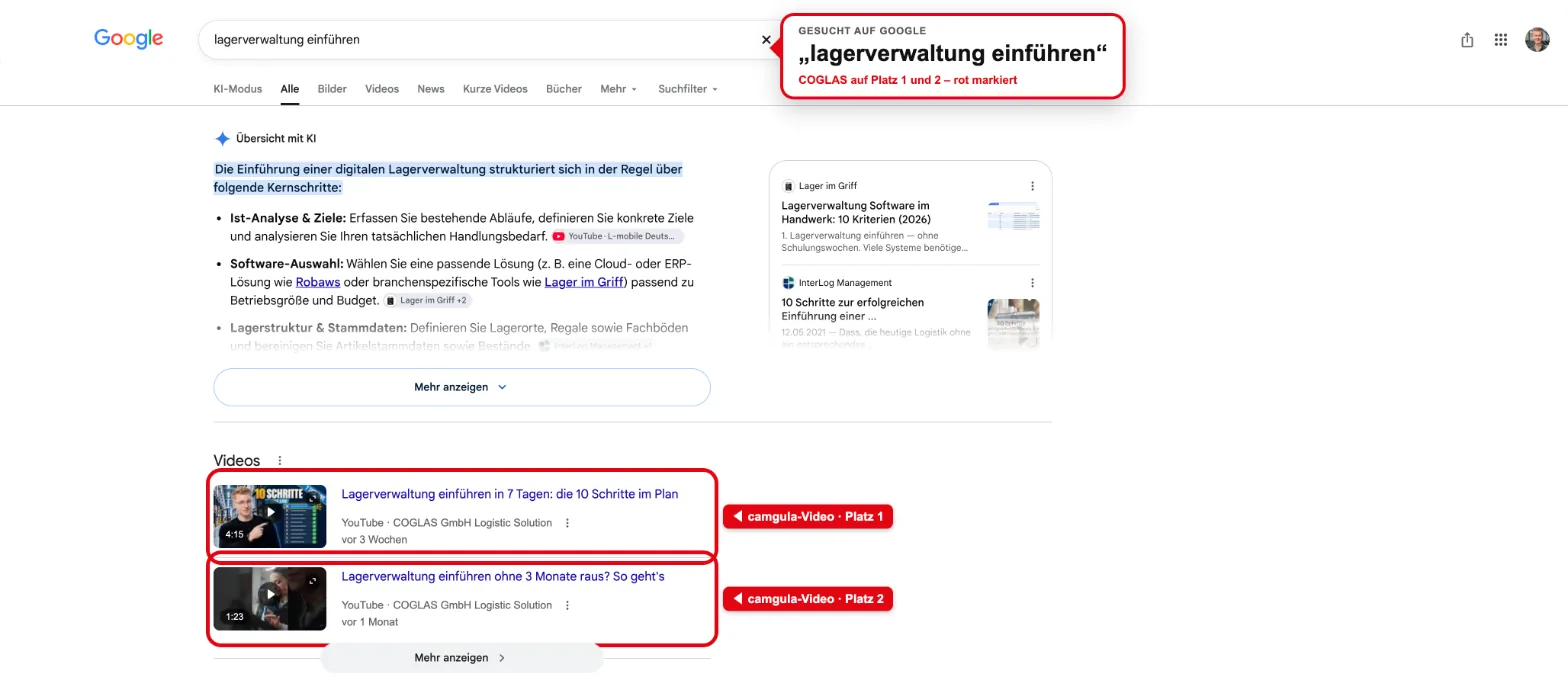 Google: „lagerverwaltung einführen“