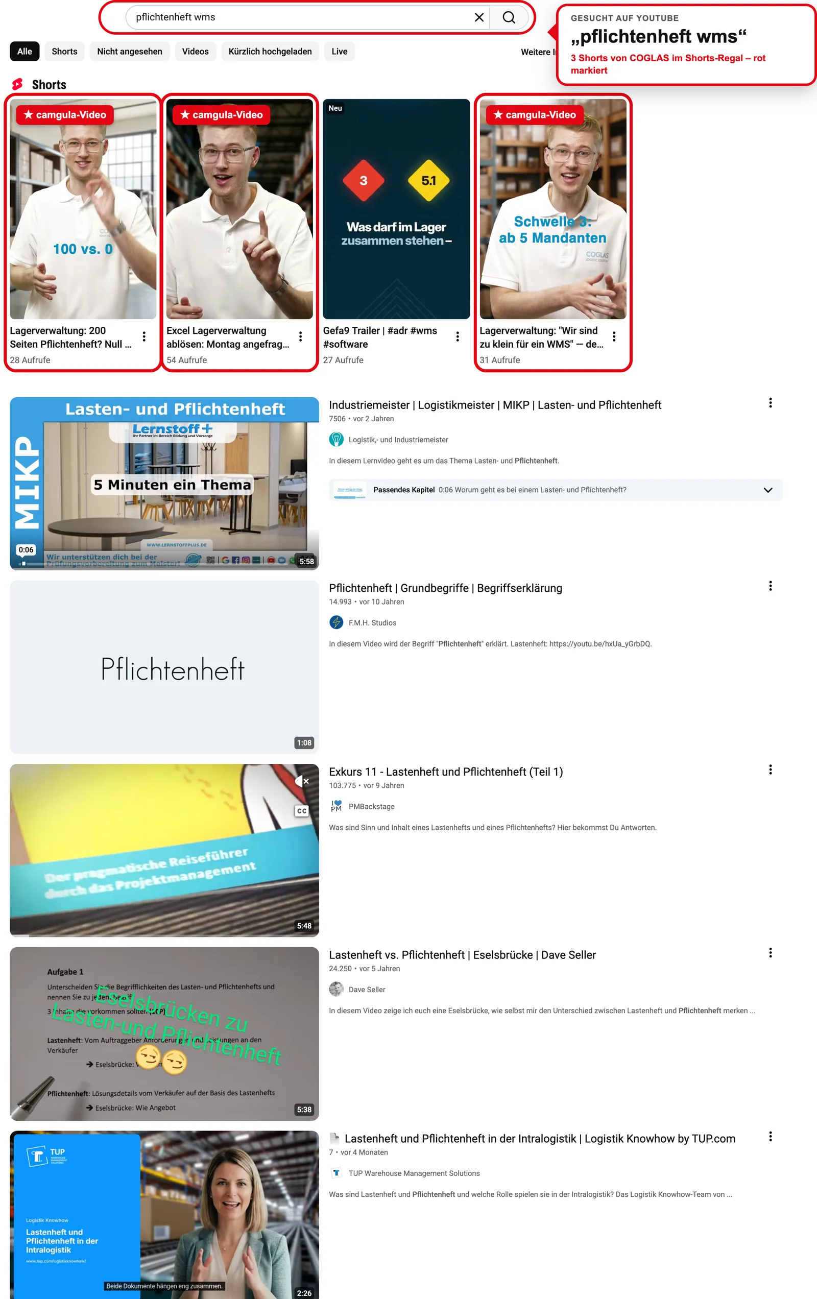 YouTube: „pflichtenheft wms“