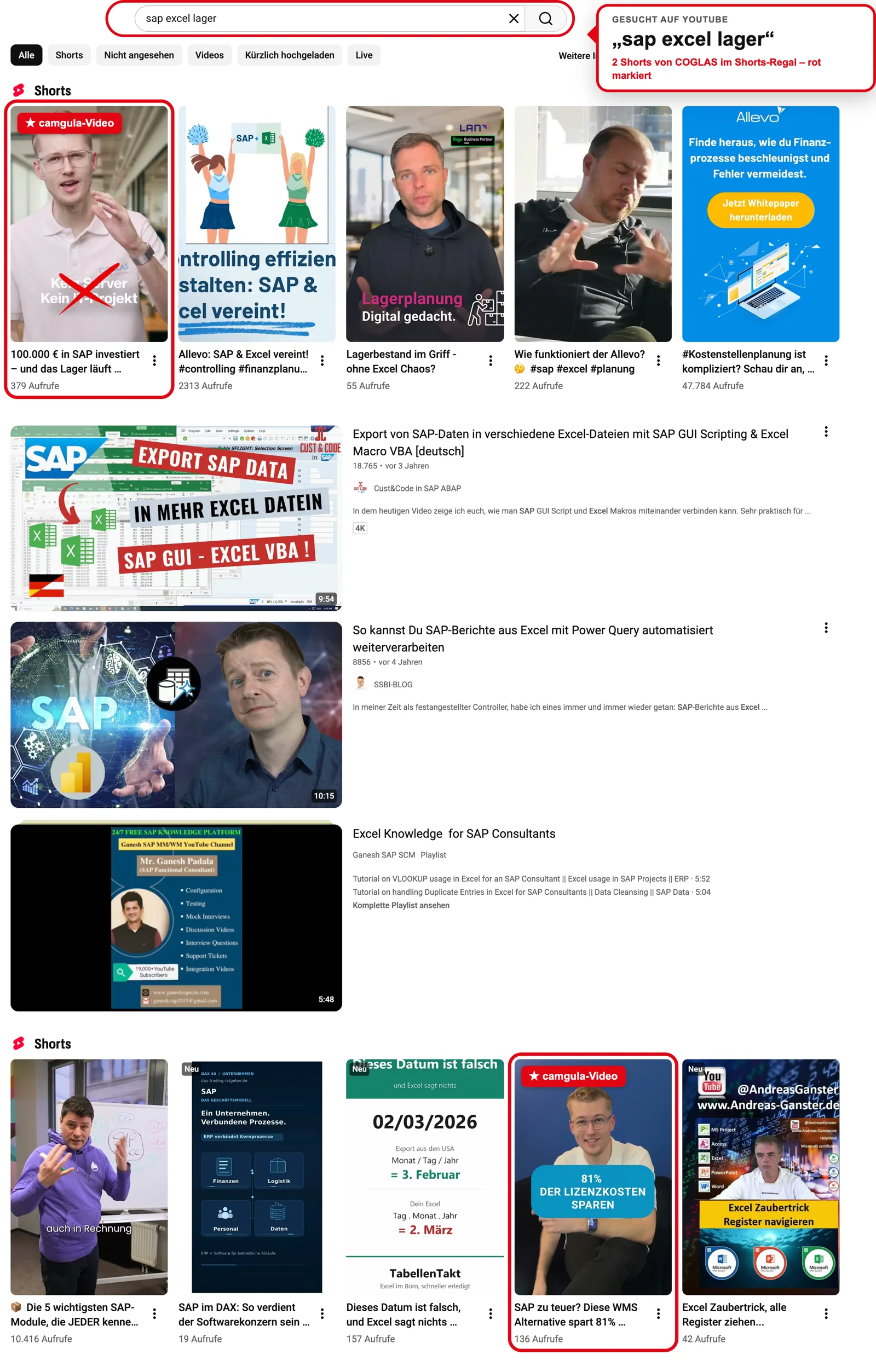 YouTube: „sap excel lager“
