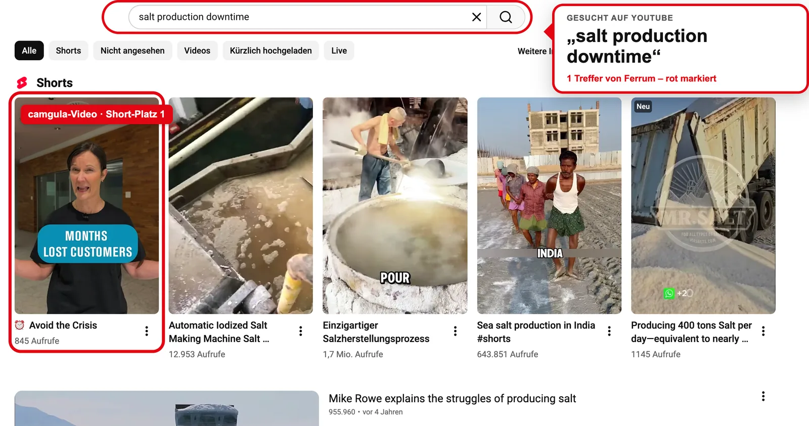 YouTube: “salt production downtime”