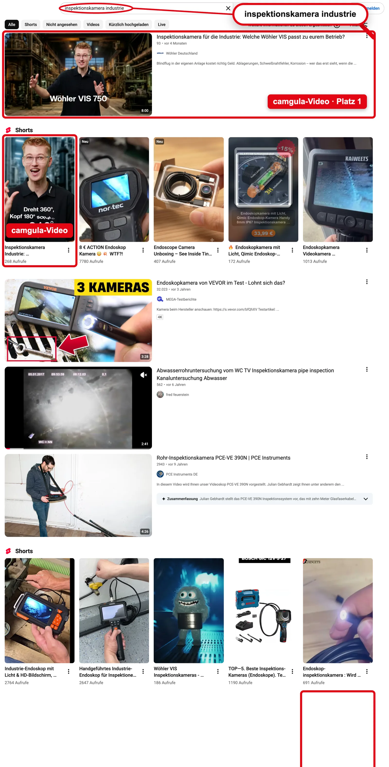 YouTube search “inspektionskamera industrie”