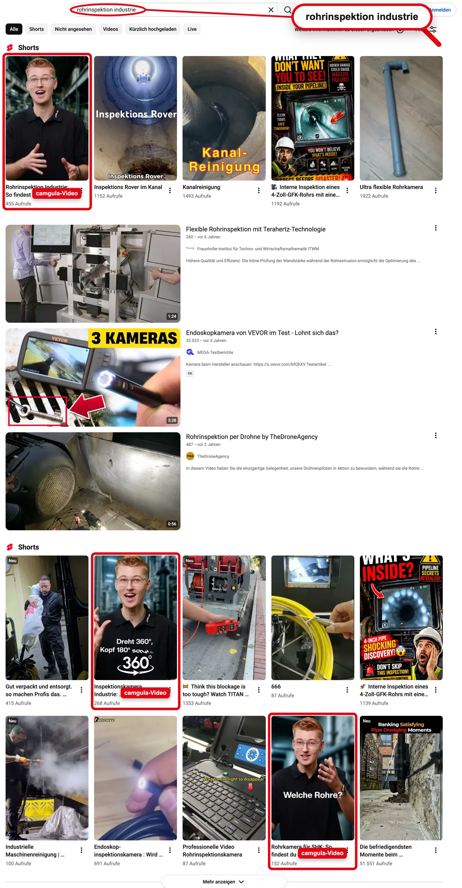YouTube search “rohrinspektion industrie”