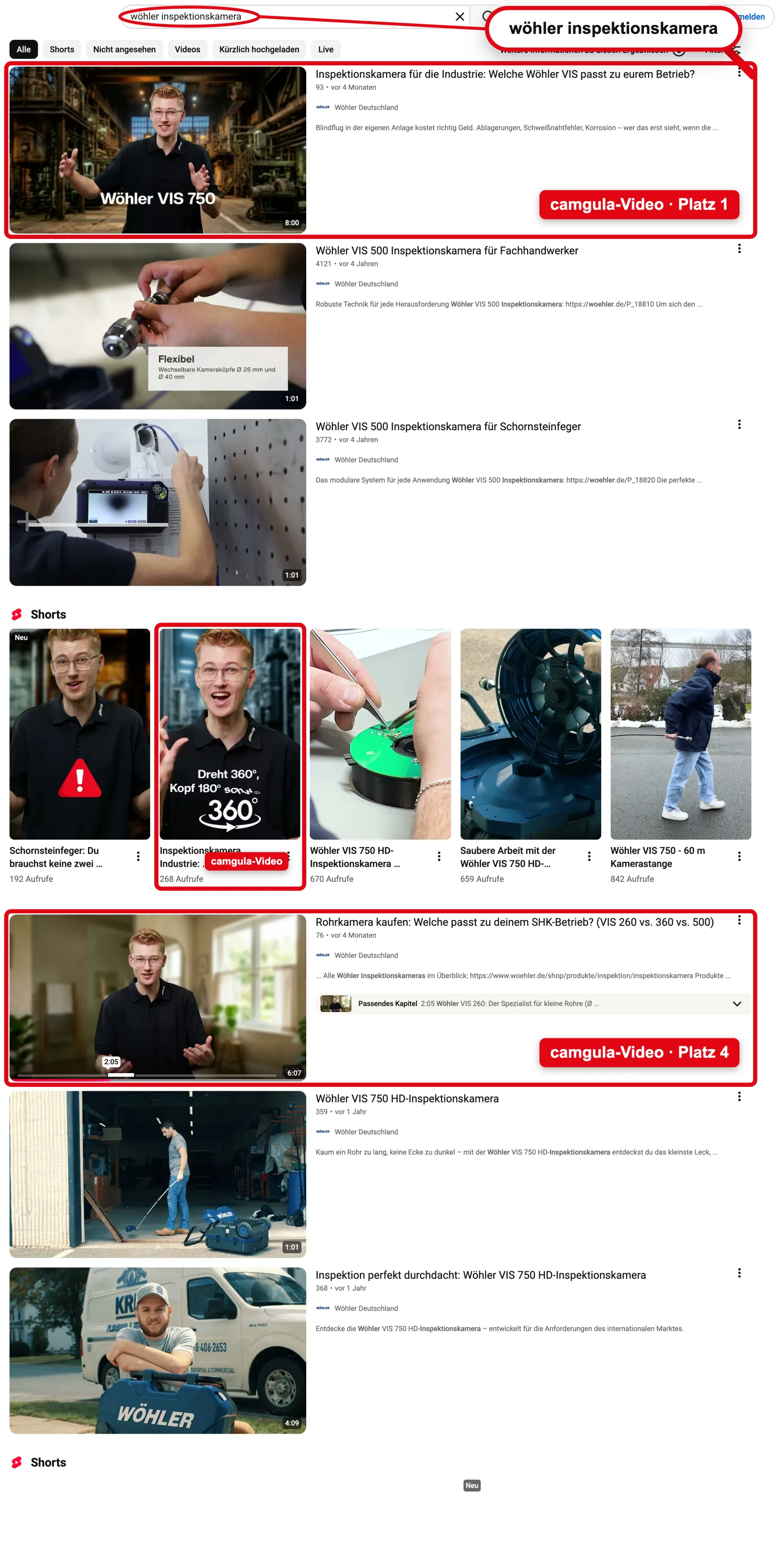 YouTube search “wöhler inspektionskamera”